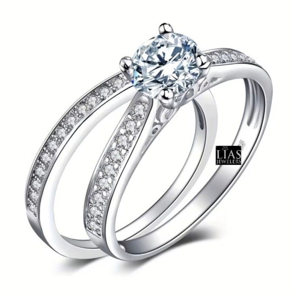 New 18k white gold Wedding Womens Ring set